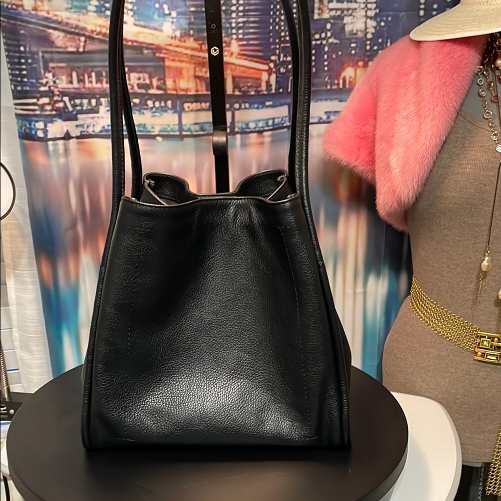 Elegant Black Leather Tote Bag